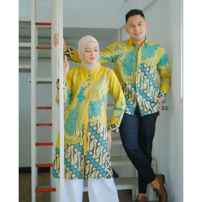 Couple Atasan Tunik Kemeja Batik Kantor Tunik Soft Modern Seragam Batik Soft M L XL XXL XXXL Jumbo