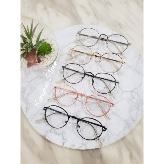 Free Lensa Minus, Frame Kacamata Retro Mini Bully Pria Wanita Metal Besi Classic Lensa Antiradiasi