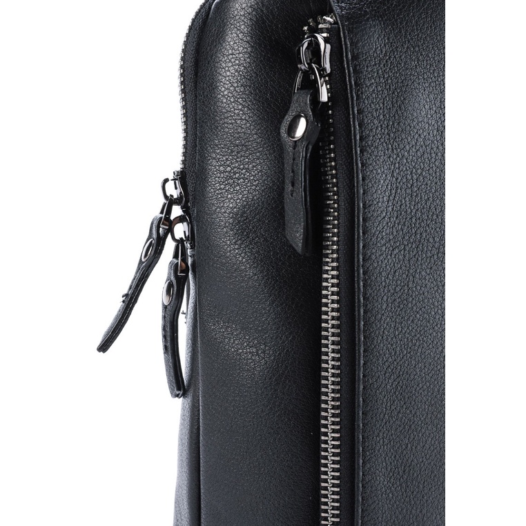 TAS SELEMPANG DADA/BADAN KULIT PRIA HUSH PUPPIES LEATHER SLING CHEST/BODY BAG ORIGINAL HITAM BLACK HM041