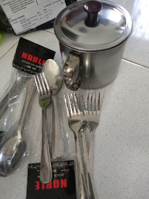 Sendok Garpu Makan Polos Stainless Steel - Bulat / 1 Lusin