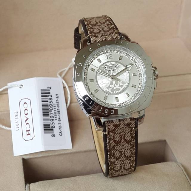Jam Tangan Wanita Merk COACH Leather Kulit Batik