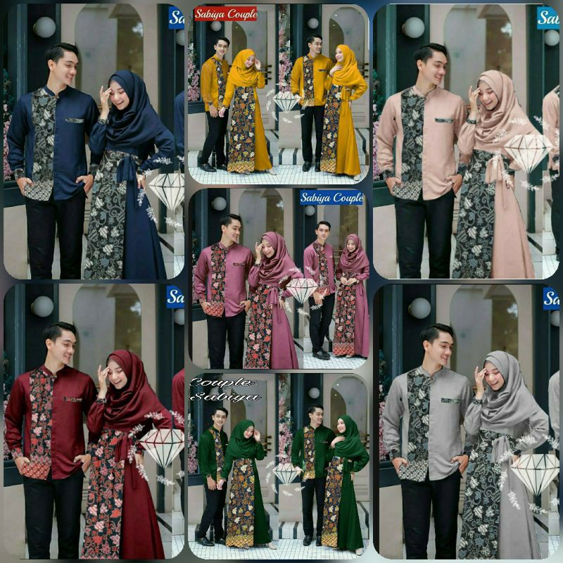 Gamis Batik Couple Modern Terbaru 2020 Gamis Batik Kombinasi Modern Couple Pasangan Premium Set Paka