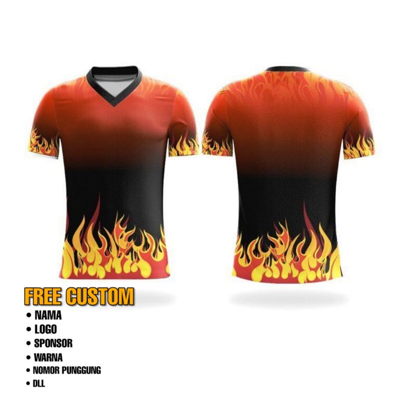 Baju Jersey Sepeda Custom - Jersey sepeda MTB Premium - Design FIRE of earth