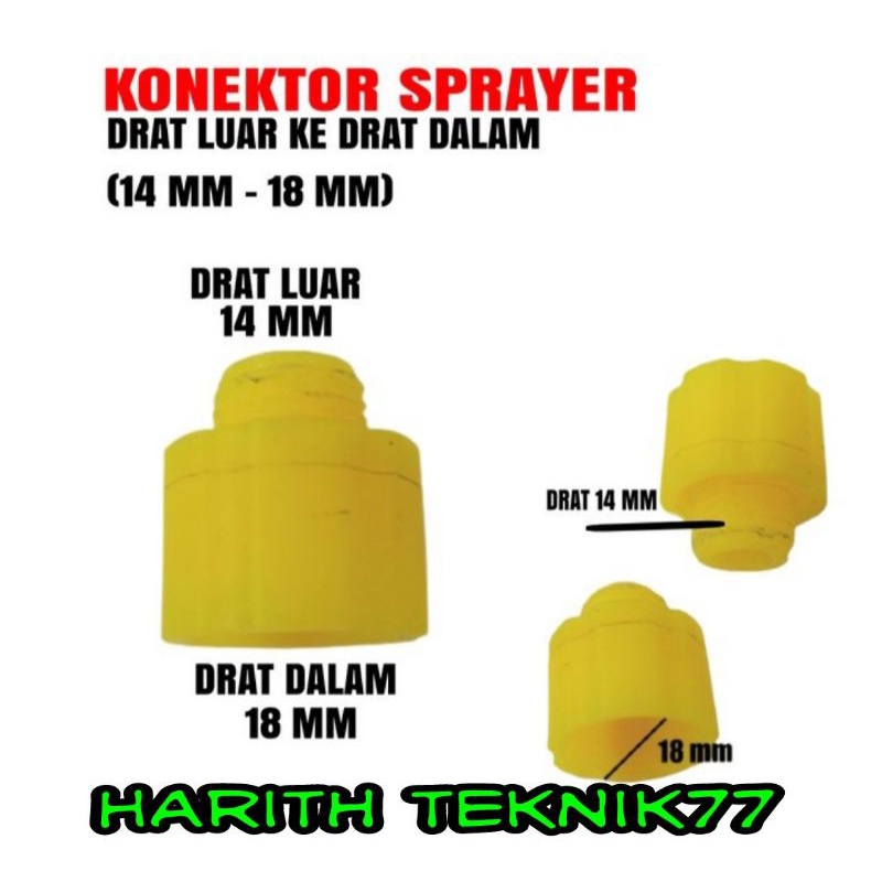 konektor Sprayer Drat luar 14mm Drat dalam 18mm