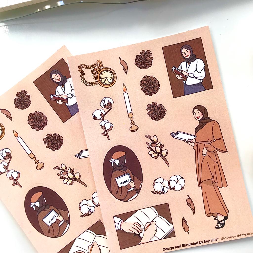 

Hijab sticker sheet ver.03/ aesthetic sticker/ stiker jurnal