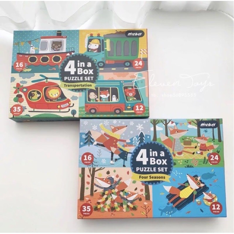 Minkey 4 in 1 puzzle - early puzzle - activity toys- kado anak - hadiah anak cowok - mainan edukasi