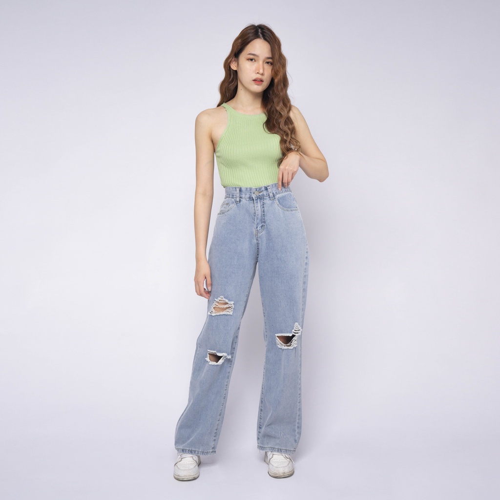 VIERLIN - Jeans 2058 - HIGH WAIST RIPPED BAGGY JEANS