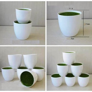 GRATIS RUMPUT Pot Bunga Plastik Putih Bulat dan petak GRATIS RUMPUT Pot Bunga Plastik Putih Bulat dan petak