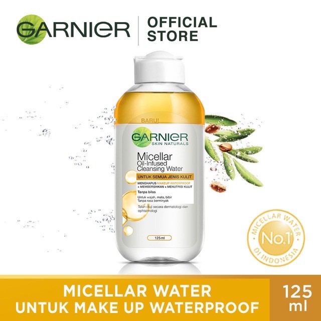 Garnier Micellar Water Oil Infused Skin Care - 125 Ml (Pembersih Wajah Dan Makeup Waterpro