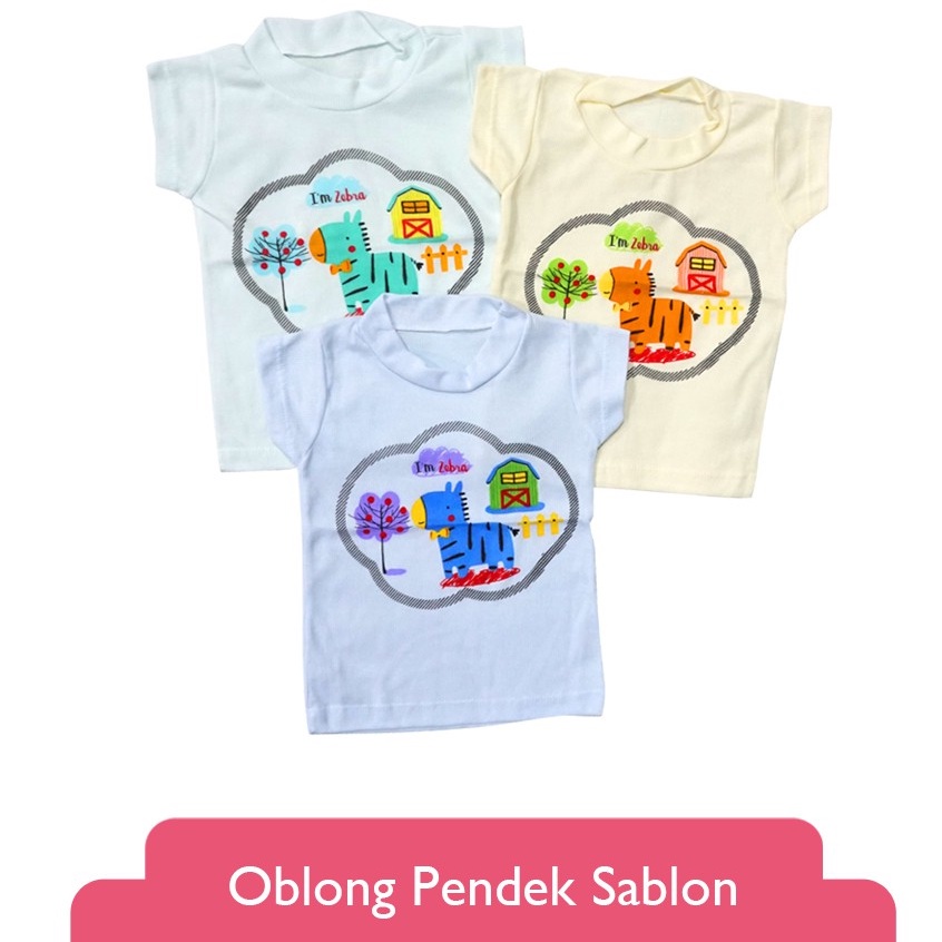 Libby Oblong pendek RIB Sablon 3pcs