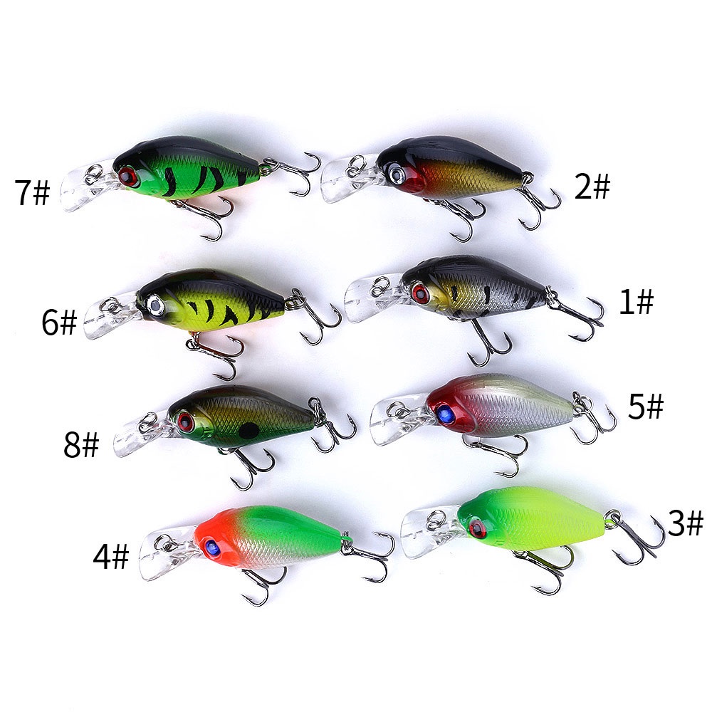 HENGJIA 8PCS Minnow Fishing Lure 5CM 4.4G Topwater Hard Bait Wobbler Jig Bait Crankbait Carp Striped bass Fishing tackle