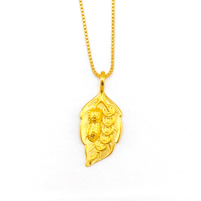 Kalung Emas Asli Kadar 375 Dengan Liontin Daun Kacang Untuk Wanita Fortune