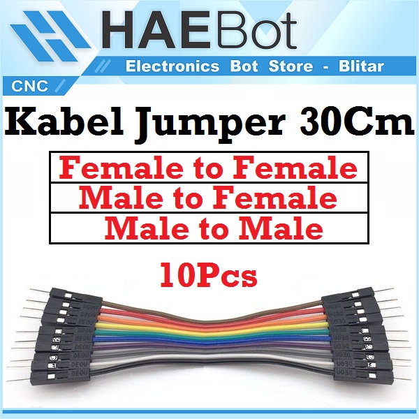 [HAEBOT] Jumper Kabel Arduinoo 30cm Male Female 10pcs buah Board Konektor Pelangi Rainbow Wire Solderless