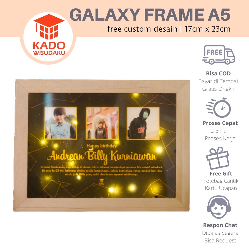 Galaxy Frame Kayu A5 Kado Ultah