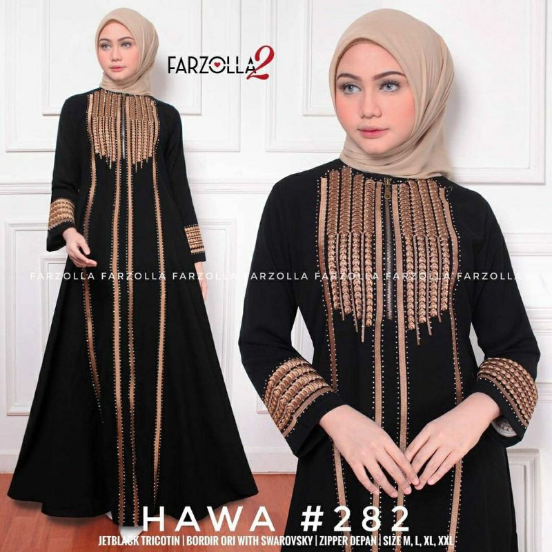 Gallery Abaya ( cod ) Exclusive Abaya Hitam Gamis Hawa 282 ( Resleting depan ) ( Busui )