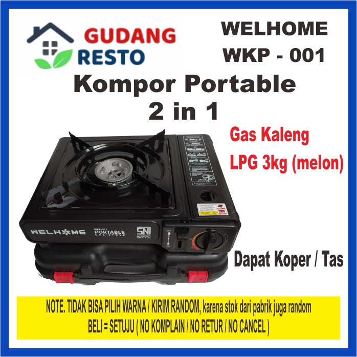 KOMPOR PORTABLE BISA LPG 3KG MELON ATAU GAS KALENG / MINI / TRAVEL / CAMPING / KEMAH 2in1 WELHOME WKP 001 / WKP001 /WKP-001