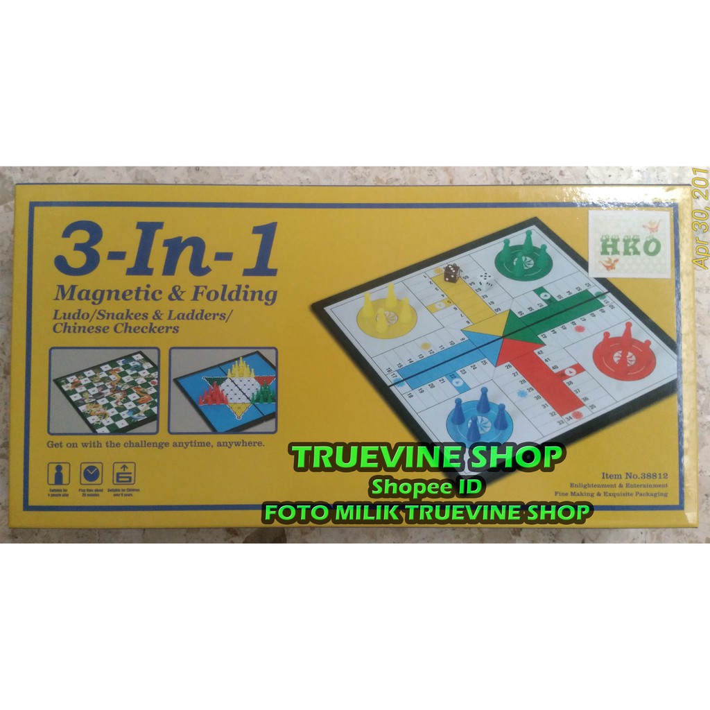 Board Games Magnetic 3 In 1 (Ludo, Halma, Ular Tangga) Ukuran Besar / Jumbo (High Quality)