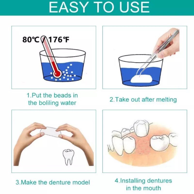 Temptooth DIY Temporary Tooth Repair Kit Denture Adhesive Teeth Lem Gigi Palsu Tambal Sementara Cosplay Vampir