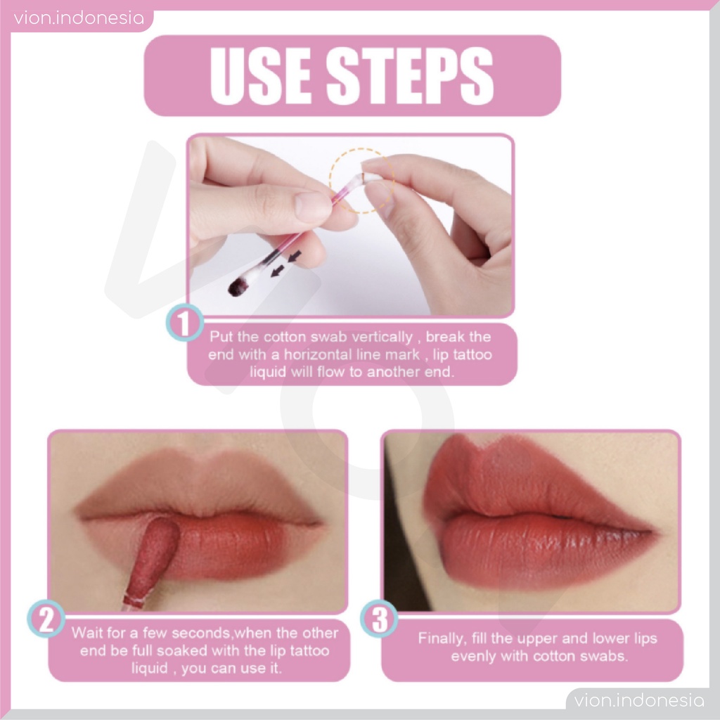 FIT COLORS Cotton Bud Tattoo Lipstick Waterproof Lip Glaze Lipstik Tahan Lama Original FC008