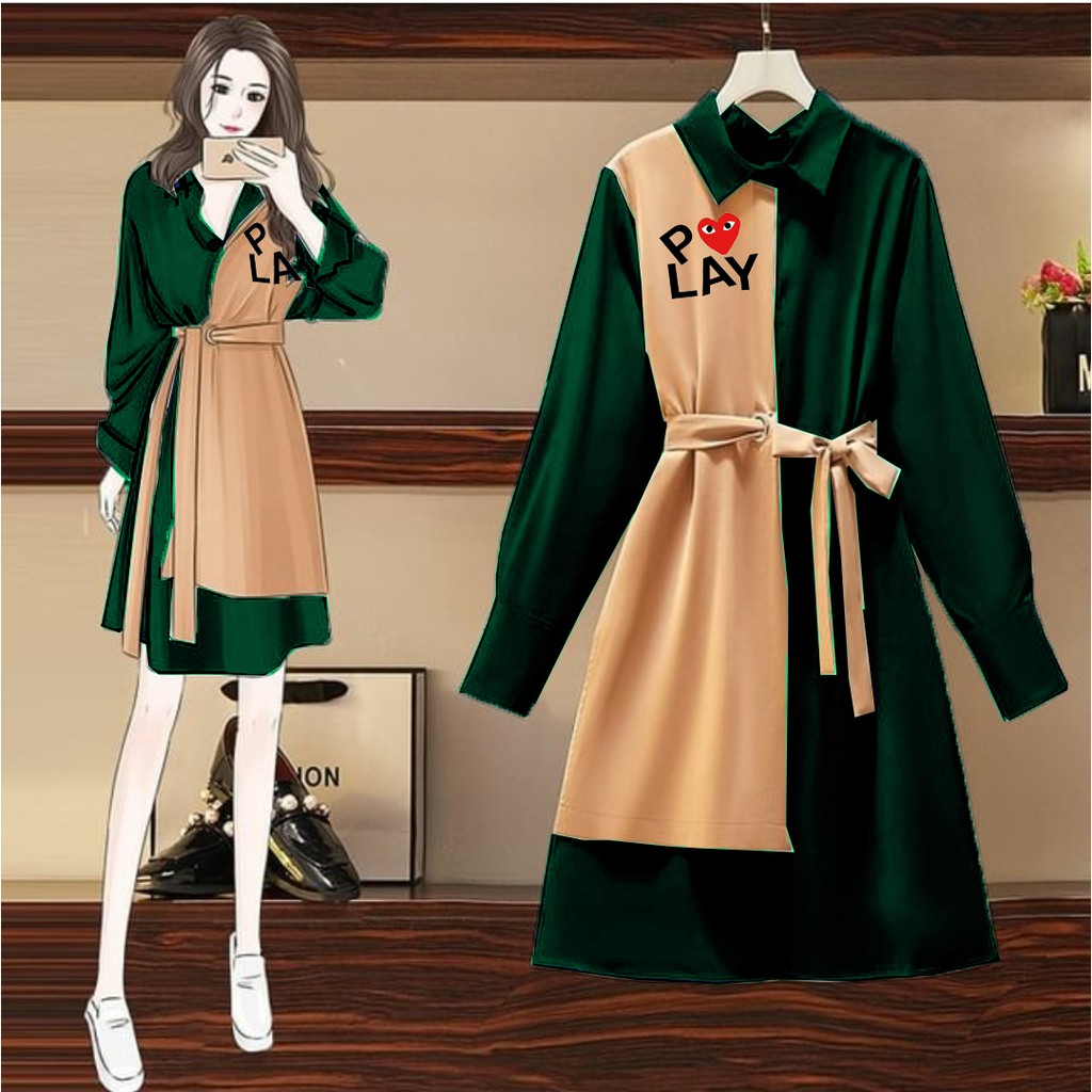 *[MCFK] Dress Ribbon Korea Kekinian / Dress Korea Casual Korea / Dress Wanita Casual / Dress Korea