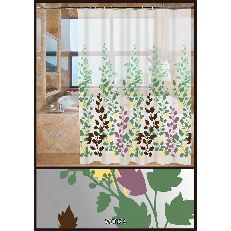 TIRAI KAMAR MANDI PVC / SHOWER CURTAIN ANTI AIR 180X180CM