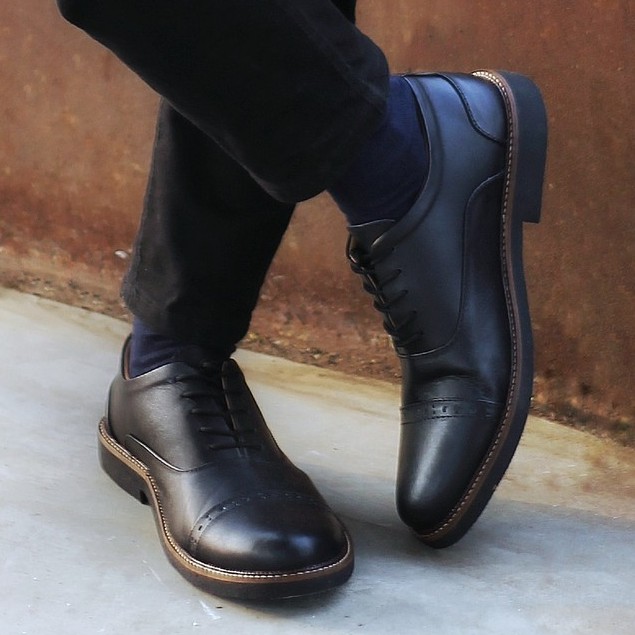 Jazz 0.2 Black | Sepatu Kulit Vintage Klasik Pria Cowok Derby Formal Original Footwear | FORIND Reyl