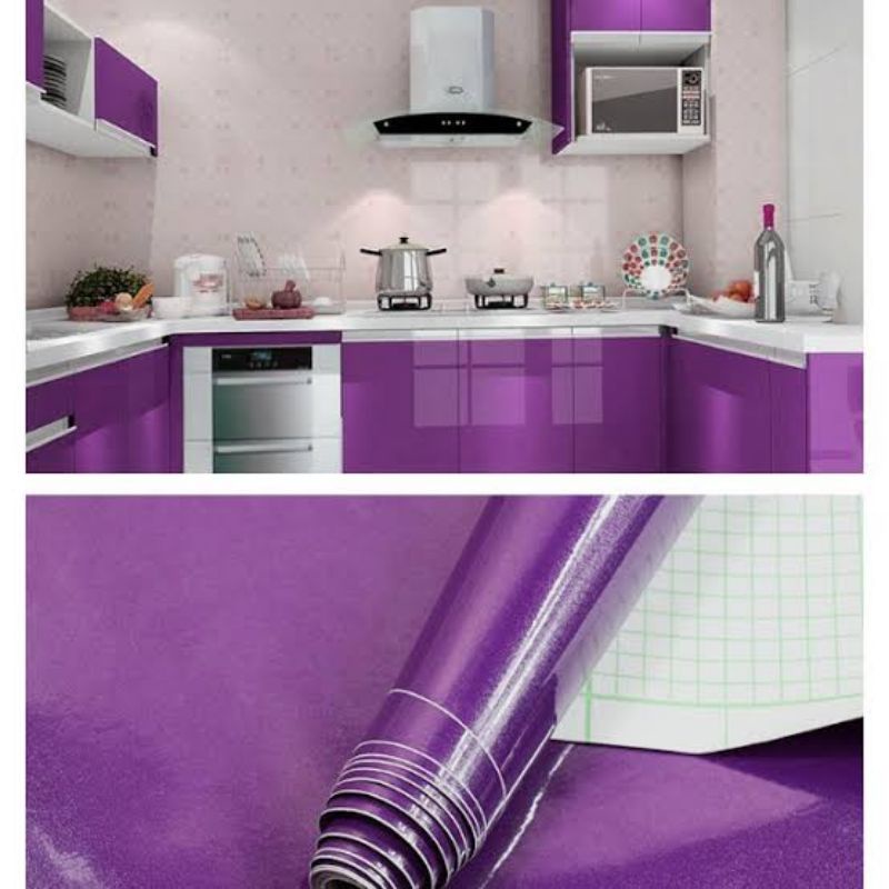 Wallpaper stiker dinding Kitchen set Warna Ungu glossy