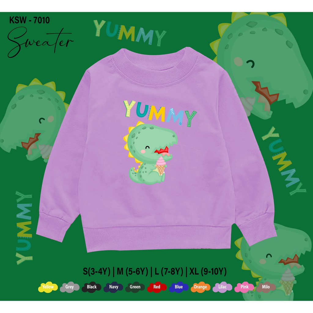 SWEATER ANAK -ANAK / BAJU  KIDS 1-10THN / BAHAN FLEECE PREMIUM ADEM / YUMMY DINO / UNISEX