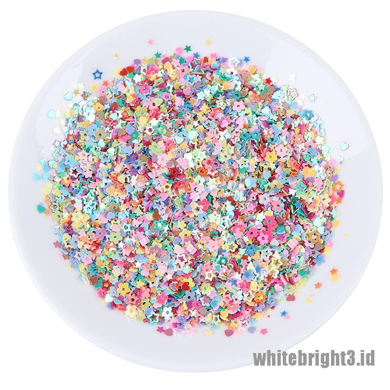 (white3) 15g Payet Glitter Bentuk Bintang / Hati Bahan Resin Untuk Dekorasi DIY