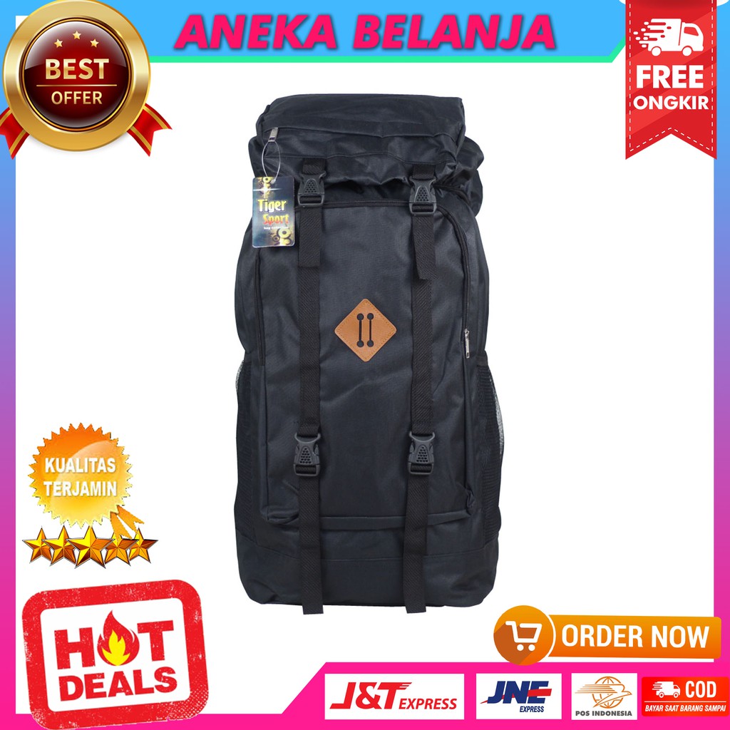 Tas Backpack Distro Gunung Hitam Tas Workout Hiking Travelling Muncak Multifungsi Kuat Awet Tebal