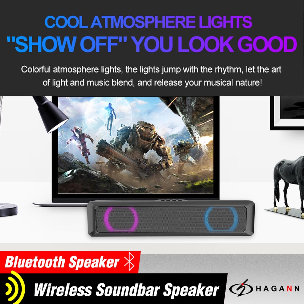 Speaker Bluetooth Portable Mini Soundbar Komputer PC Laptop Spiker Kecil Dengan Lampu LED SPE-B20