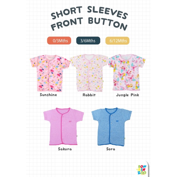 BONBINZOO - Baju Atasan Kancing Depan Anak Bayi Laki Perempuan 0 - 12 Bulan-1