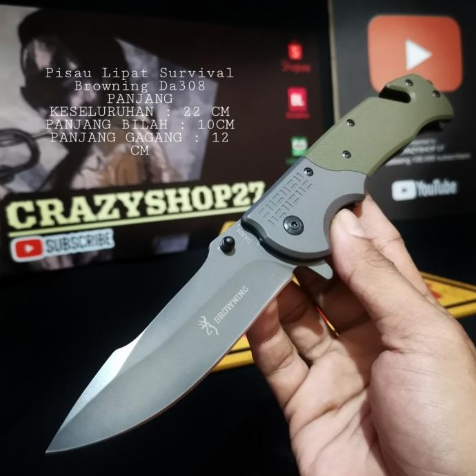 Pisau Lipat Survival Browning DA308 / Survival Kit / Pisau Lipat