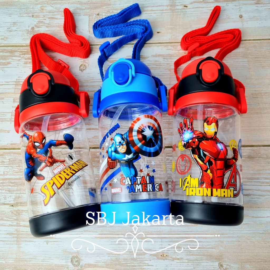 BOTOL MINUM ANAK TRITAN SNOOPY AVENGERS 100% BPA FREE DUAL CAP 520ML