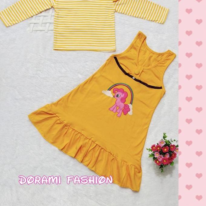 ☀ Dress overall gamis anak usia 1-8 tahun bordir Kuda Pony Unicorn / Pakaian anak perempuan lebaran 