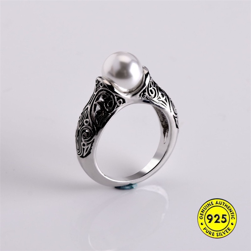 Cincin Mutiara Natural Bahan 925 Silver