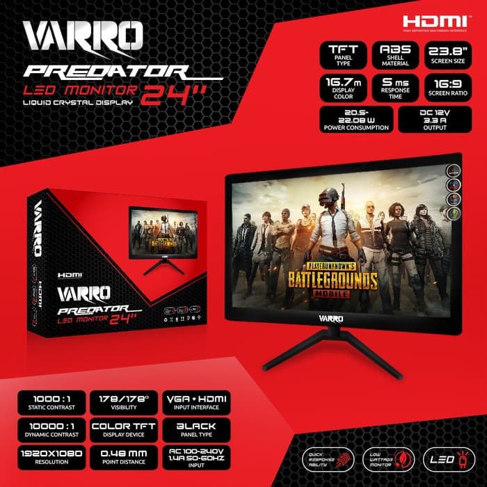 MONITOR LED VARRO 24&quot; HDMI