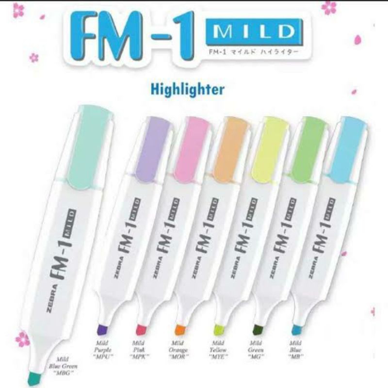 

ZEBRA FM 1 MILD PASTEL HIGHLIGHTER PEN PENANDA PEWARNA