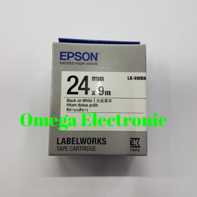 Epson LabelWorks LK-6WBN 24mm Black on White Label Tape Catridge LK 6WBN