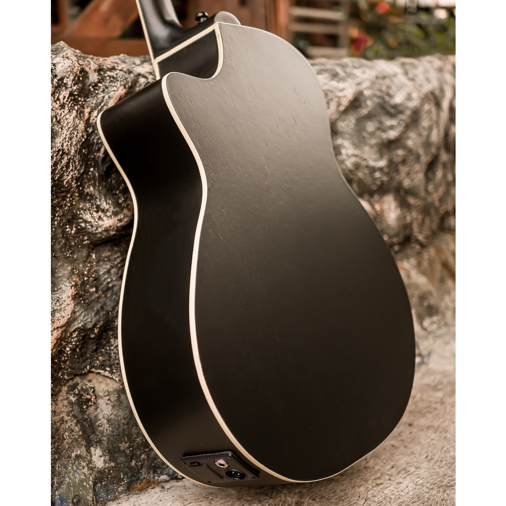 GITAR SEMI AKUSTIK MANDALIKA DTS-02 BLACK OPEN PORE