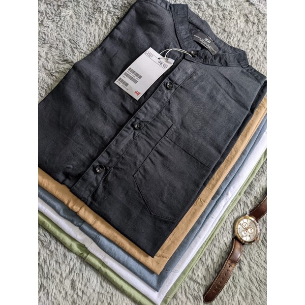 Kemeja Pendek Shanghai Slimfit H&amp;M Soft twill Katun