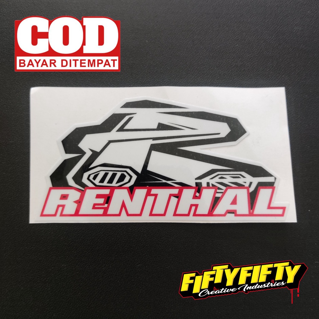 Stiker Print Cut LOGO RENTHAL Stiker Printing Laminasi Glossy Stiker Motor Mobil Helm Sudah Membentuk Pola Desain