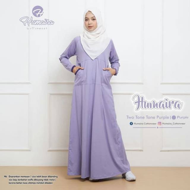 READY SIAP KIRIM GAMIS KATUN MURAH/HUMAIRA TWOTONE/GAMIS SPORTY/GAMIS UNGU SIZE M