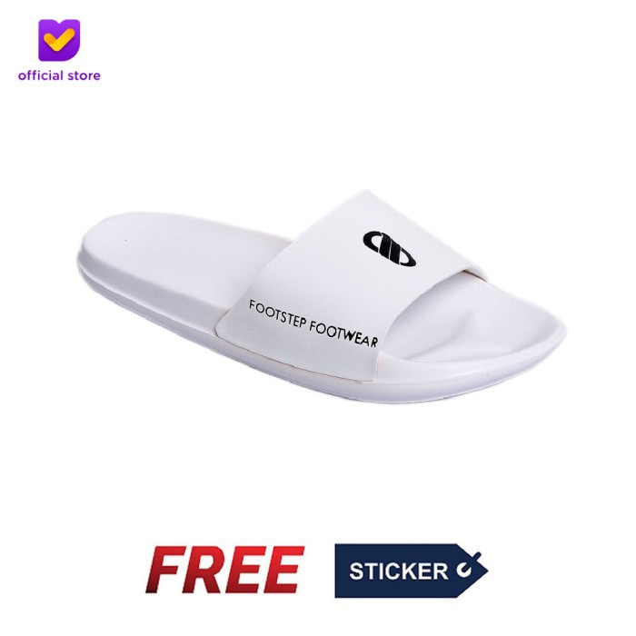 Zada Art 07 White - Sandal Slide Simple Slipper Original Sendal F QW462 Footstep Footwear - Retro