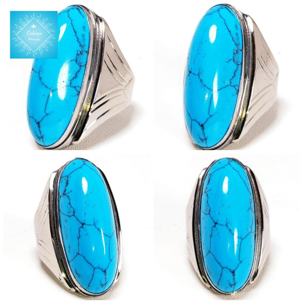 Batu Akik Cincin Permata Virus Persia Urat Emas Antik Ring STANLISTEEL SILVER Mewah Crystal