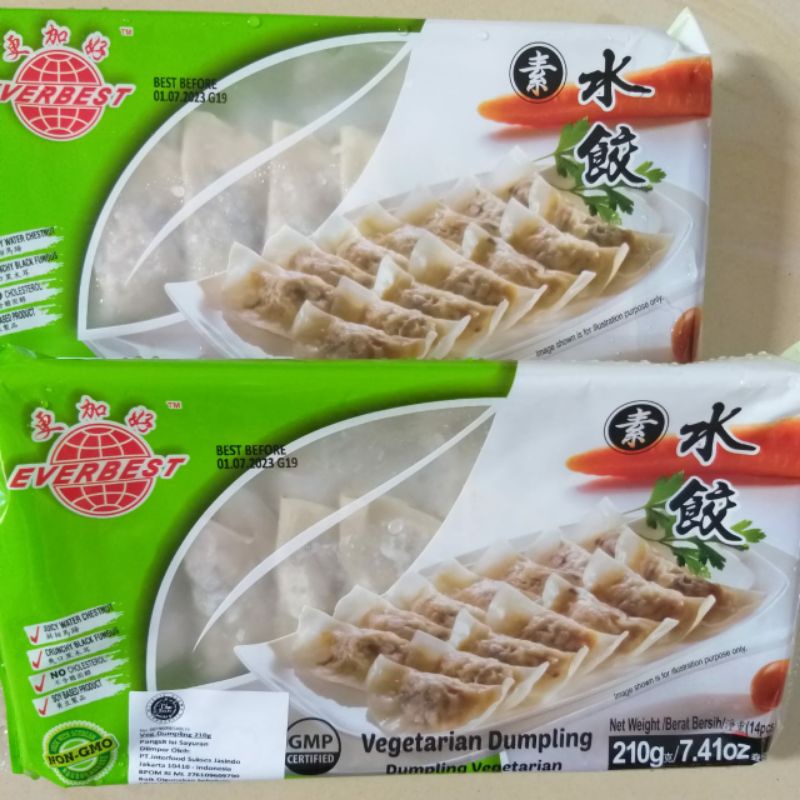 

Everbest Dumpling Vegetarian / Suikiau/Pangsit Vegetarian 210 Gram