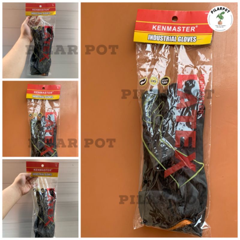 sarung tangan karet latex hand gloves untuk berkebun - KENMASTER HITAM