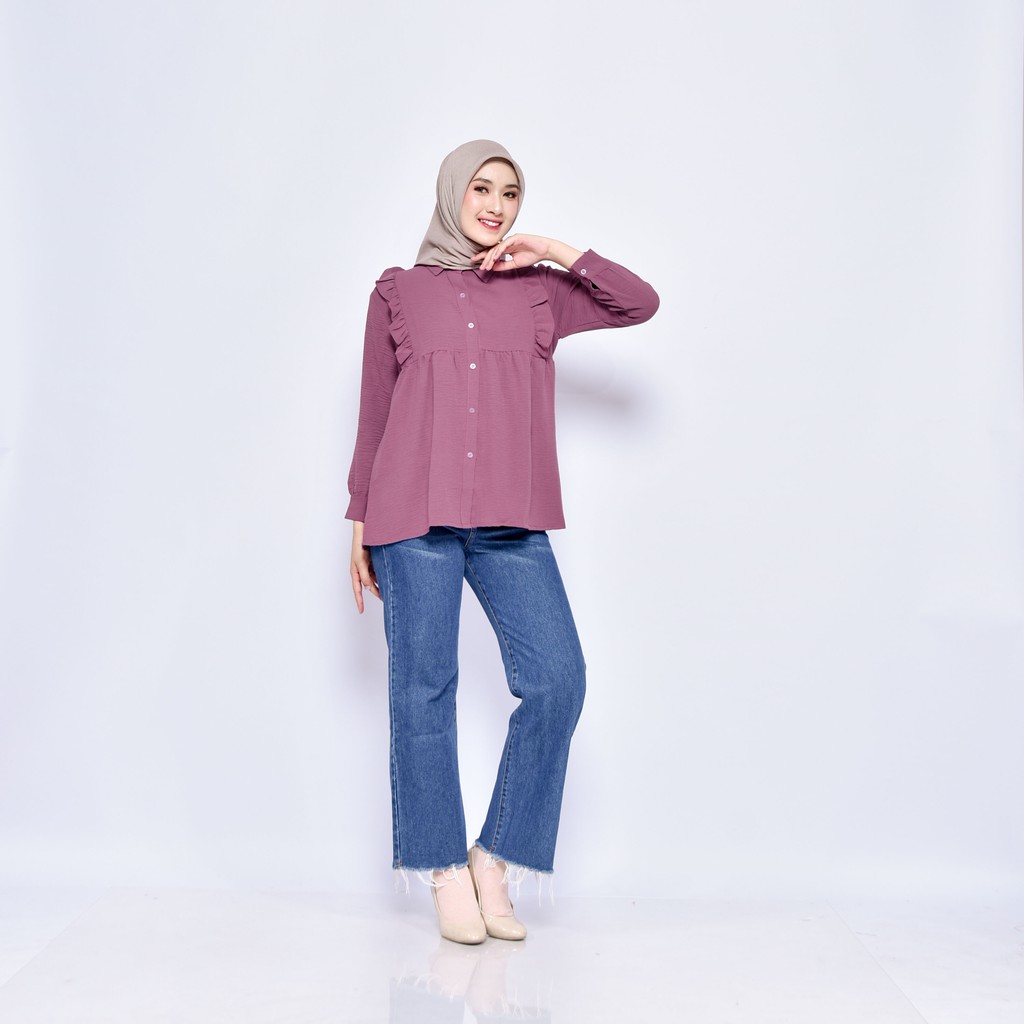 KEMEJA BLOUSE REMPEL LOLA SWAL KRINKLE SHIRT PREMIUM SHIRT B387