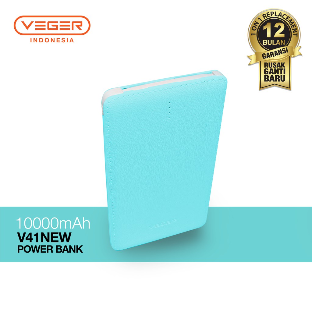 Power Bank  VEGER V41 10000mAh Slim cable Original Garansi 1 Tahun