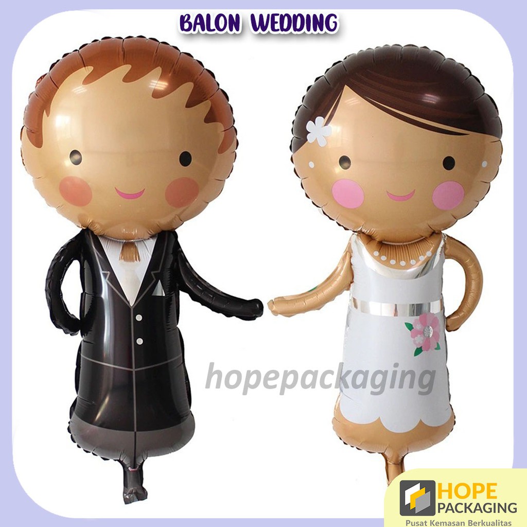 Balon wedding Couple 46 CM / Balon Pengantin Groom Bride Wedding Foil Boy Girl Love Couple 46 CM